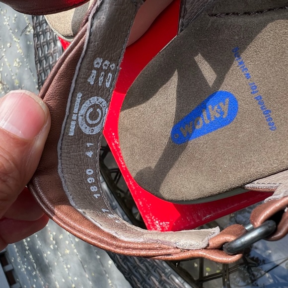 New Wolky Pichu Vegi Leather Comfort Sandals Cognac Color 1890543 Size 41 US-9 - Picture 4 of 6